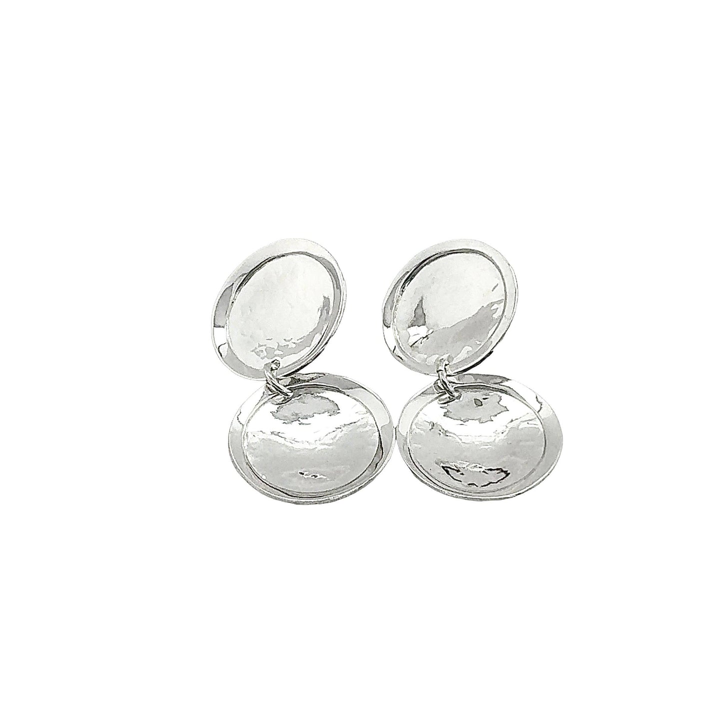 STERLING SILVER DOUBLE DISK POST EARRINGS