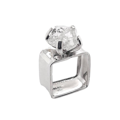 STERLING SILVER HERKIMER DIAMOND SQUARE RING