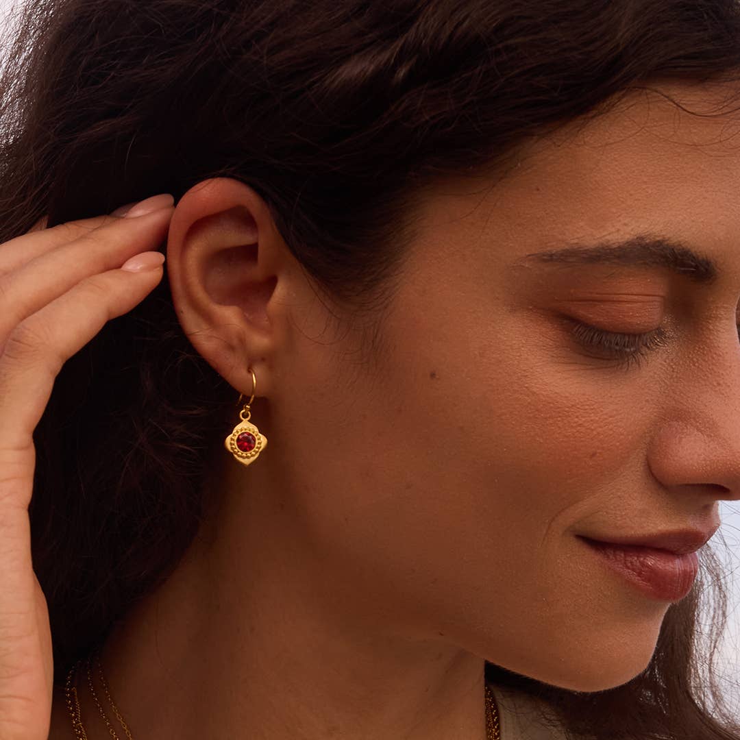 Strong Heart Garnet Drop Earrings