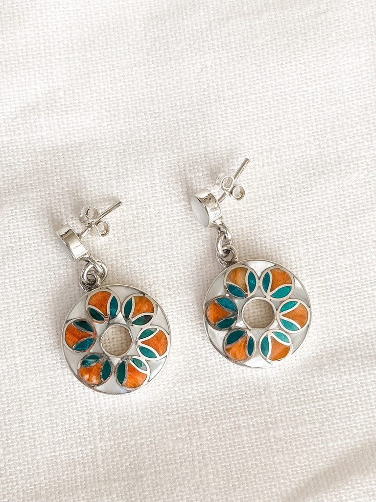 STERLING SILVER INLAY "ORANGES" POST EARRINGS