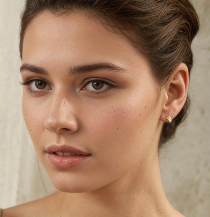 Gold Vermeil Fern Stud Earrings