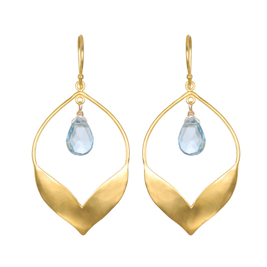 Lotus - Blue topaz lotus earrings