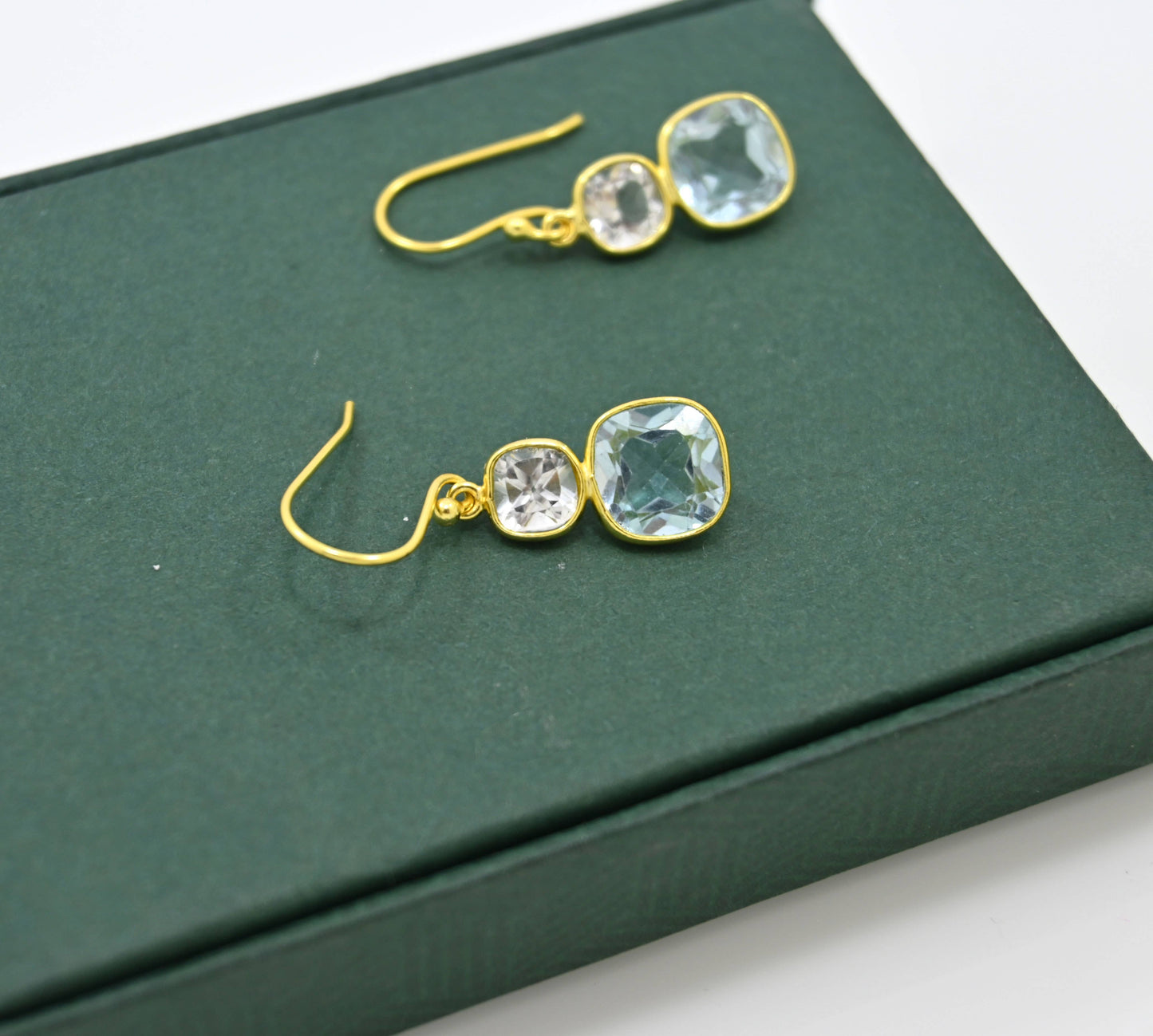 Natural Blue & White Topaz Earring