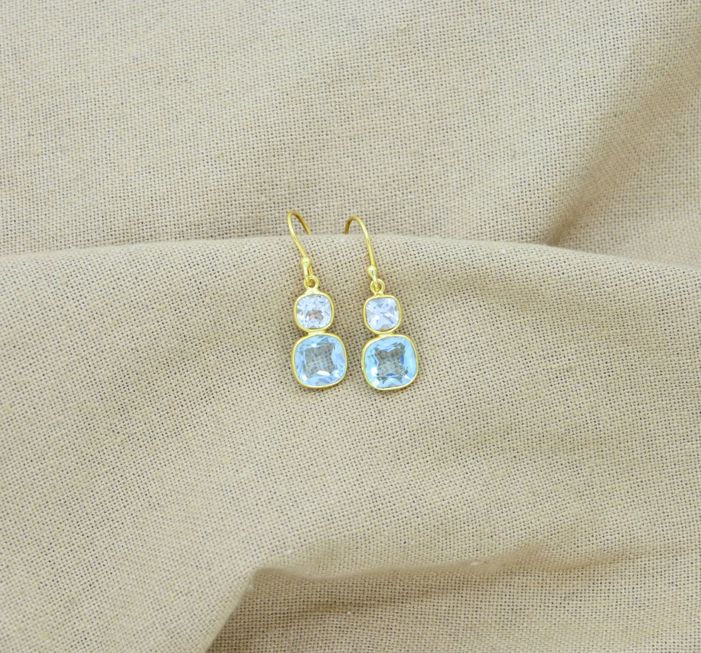 Natural Blue & White Topaz Earring