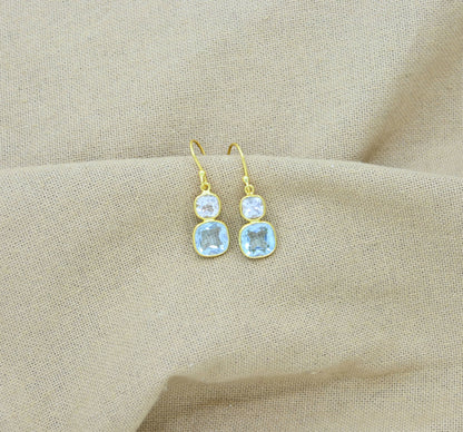 Natural Blue & White Topaz Earring