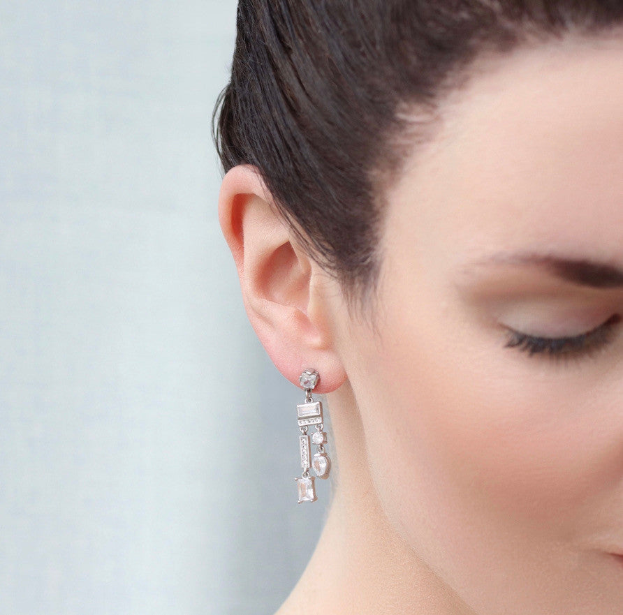 STERLING SILVER ART DECO CHANDELIER EARRINGS