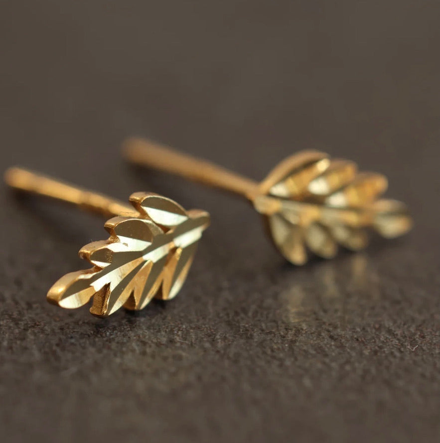 Gold Vermeil Fern Stud Earrings