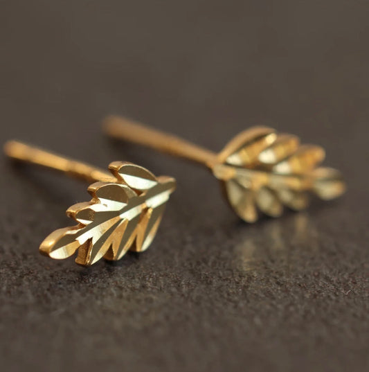Gold Vermeil Fern Stud Earrings