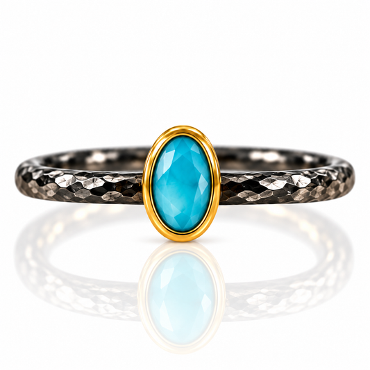Azure Glow Turquoise Blue Oval Ring