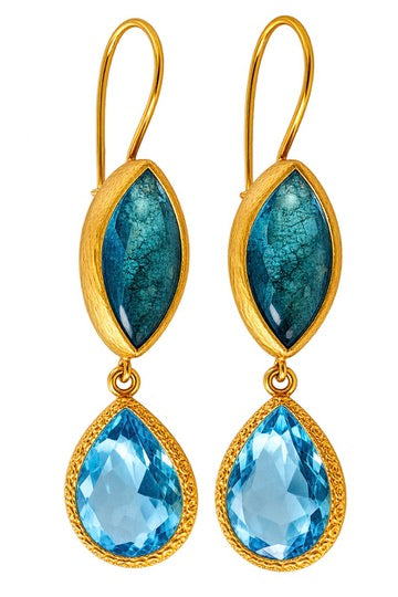 Aqua Blue & Teal Gemstone Drop Earrings