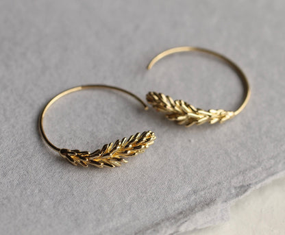 SMALL LEAF HOOP EARRINGS