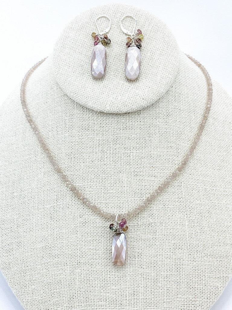 MOONSTONE AND MULTICOLOR SAPPHIRE EARRINGS