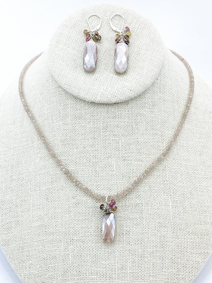 MOONSTONE AND MULTICOLOR SAPPHIRE EARRINGS