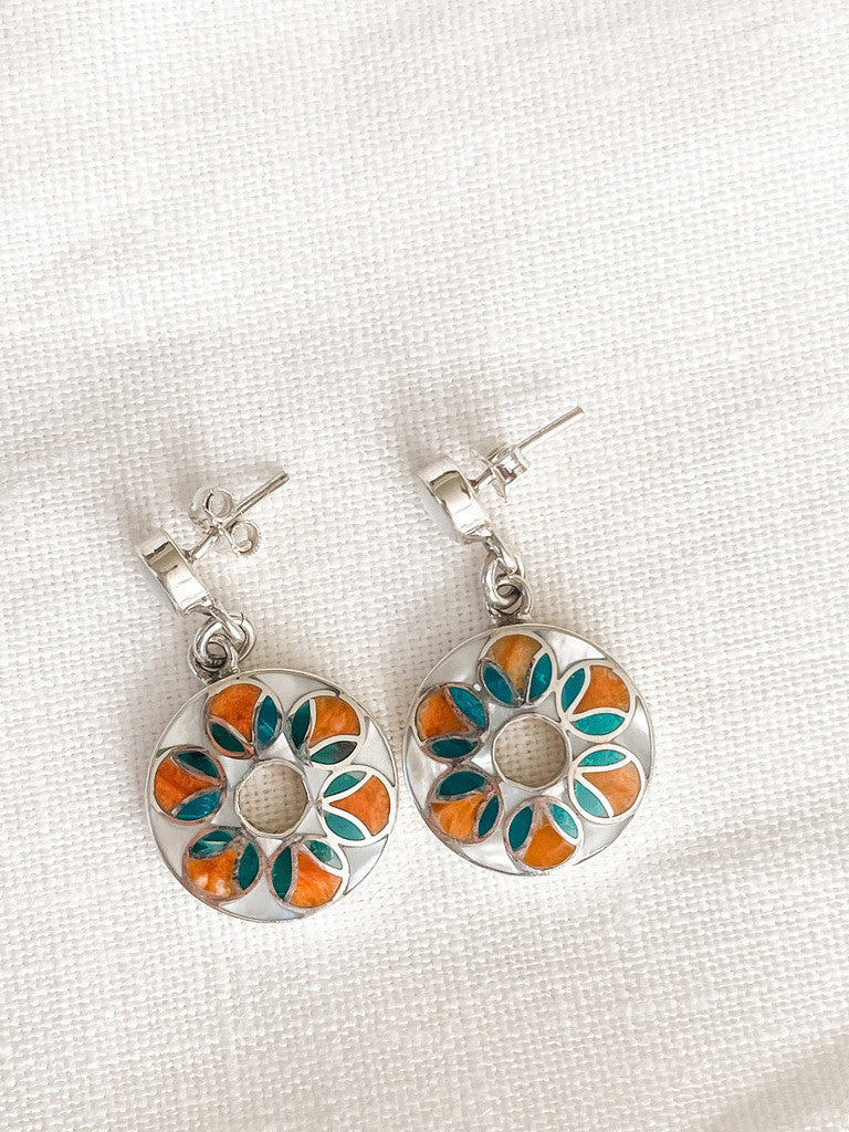 STERLING SILVER INLAY "ORANGES" POST EARRINGS