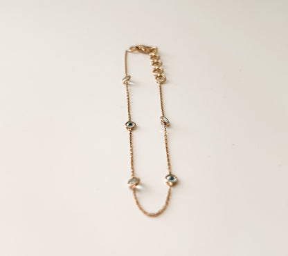 18K YELLOW GOLD AND AQUAMARINE BRACELET