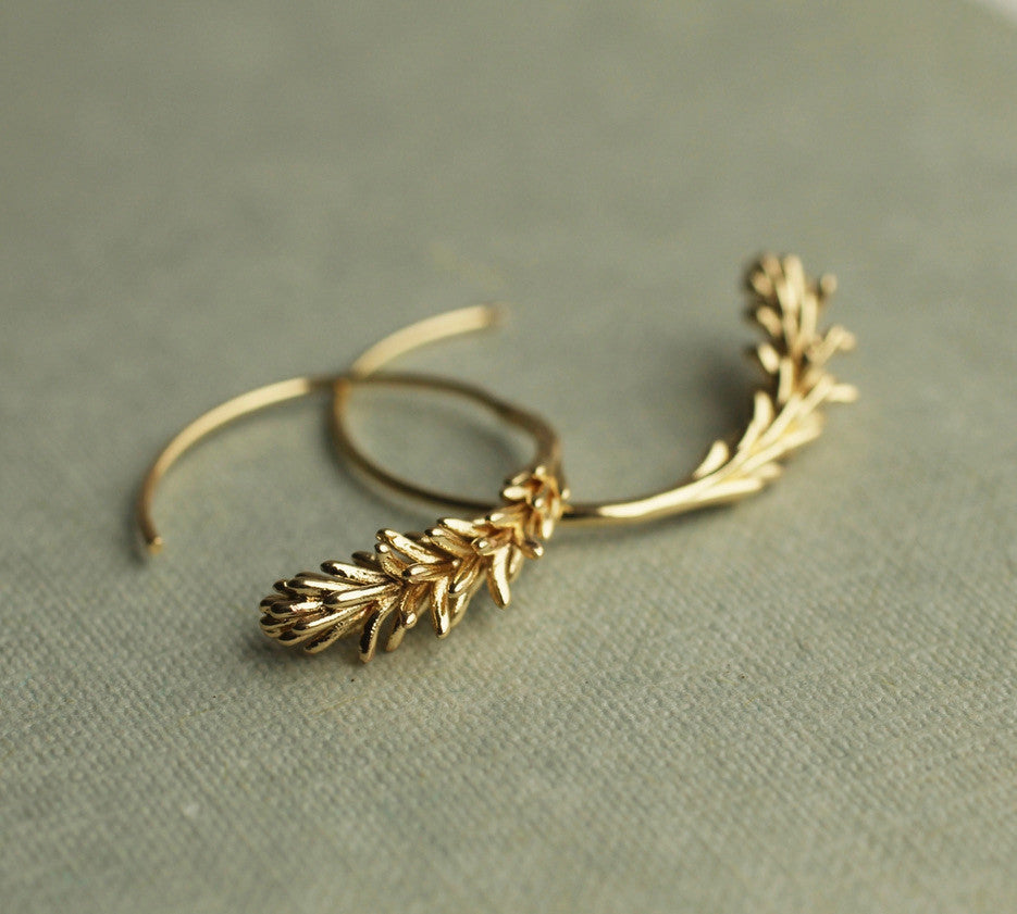 SMALL LEAF HOOP EARRINGS