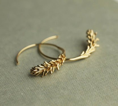 SMALL LEAF HOOP EARRINGS