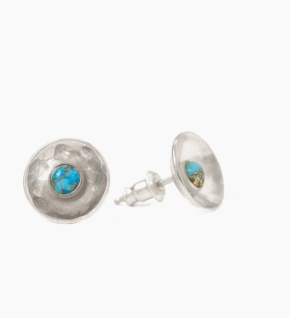 SILVER TURQUOISE VESSAL STUD EARRINGS