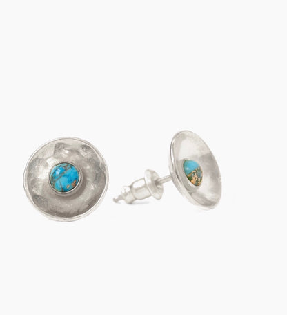 SILVER TURQUOISE VESSAL STUD EARRINGS