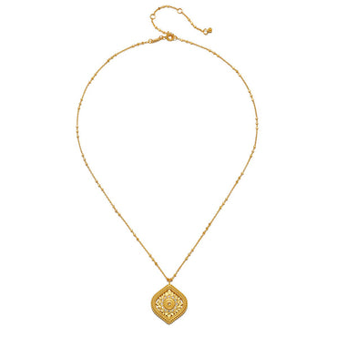 18” White Topaz Lotus Medallion Necklace