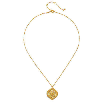 18” White Topaz Lotus Medallion Necklace