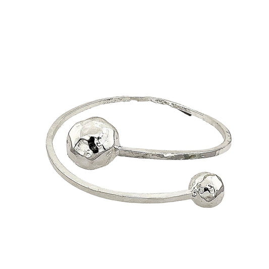 STERLING SILVER DOUBLE SPHERE ADJUSTABLE BANGLE