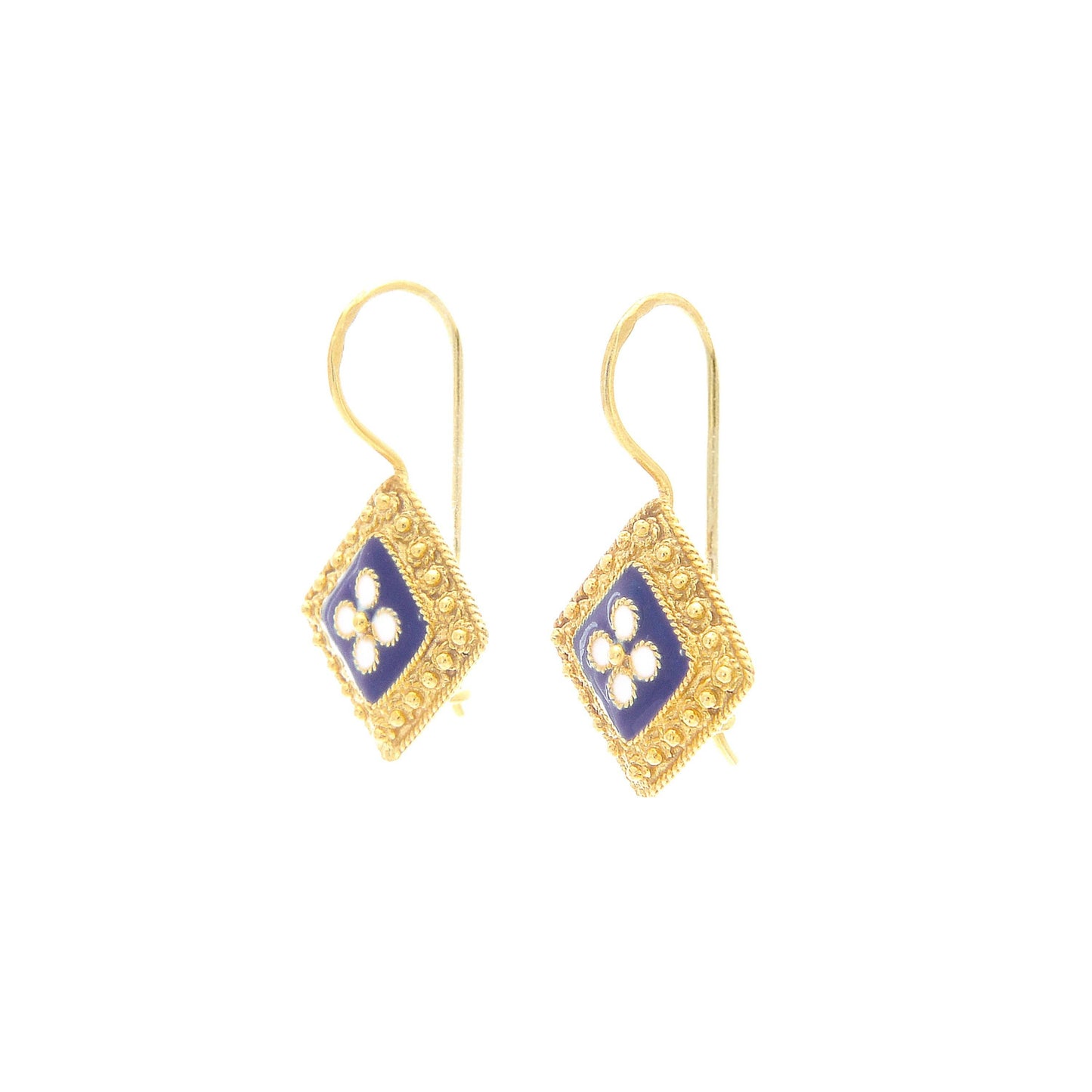 Earrings Rhomb Caramujo in Gold Plated Silver