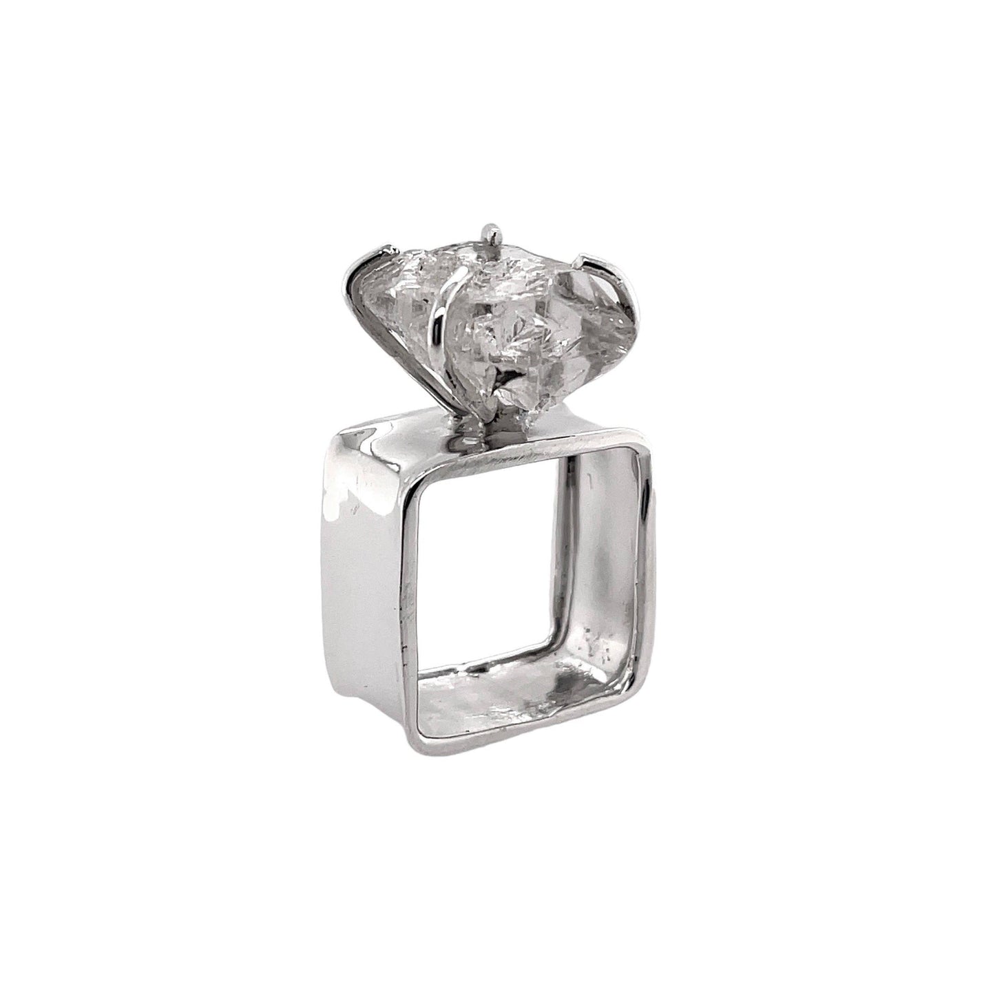STERLING SILVER HERKIMER DIAMOND SQUARE RING