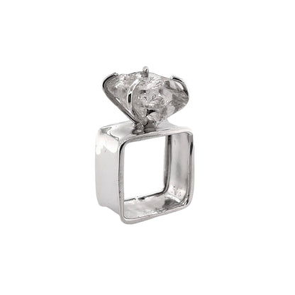 STERLING SILVER HERKIMER DIAMOND SQUARE RING