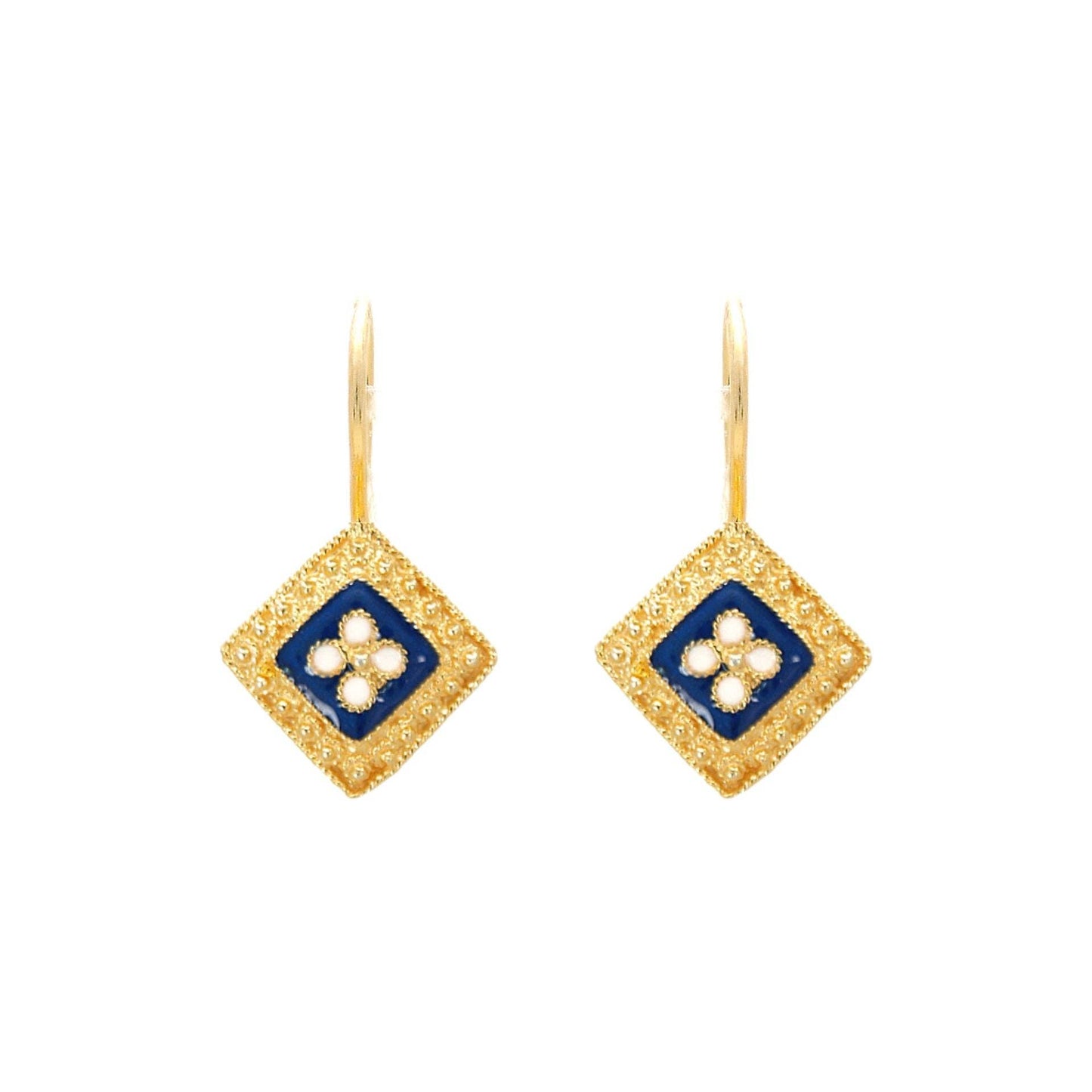 Earrings Rhomb Caramujo in Gold Plated Silver