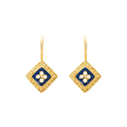 Earrings Rhomb Caramujo in Gold Plated Silver
