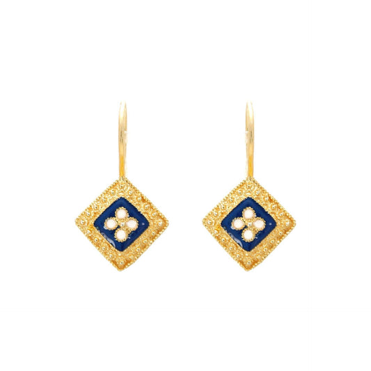 Earrings Rhomb Caramujo in Gold Plated Silver