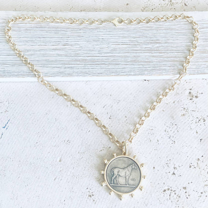 Matte Gold Horse Coin Necklace 