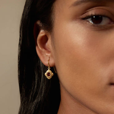 Strong Heart Garnet Drop Earrings