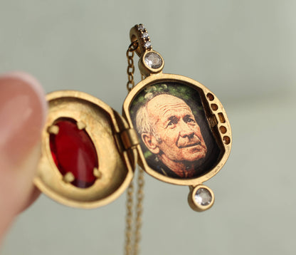 Ruby Deco Jewel Locket Necklace