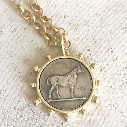 Matte Gold Horse Coin Necklace 